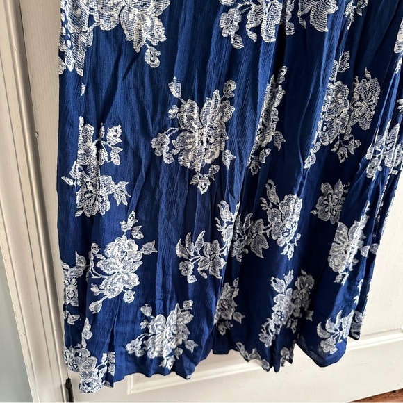 Lulus Heart of Marigold Navy Blue Floral Print Wrap Maxi Dress Small - Picture 7 of 9